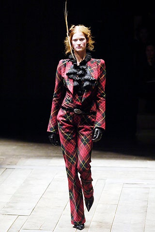 red wool long-sleeve collared fitted checked suit