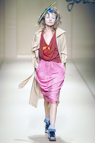beige trench coat with pink skirt