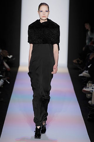 black faux-fur relaxed layered cape