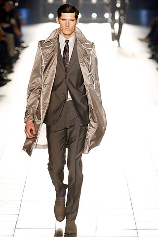 gray tailored suit with coat