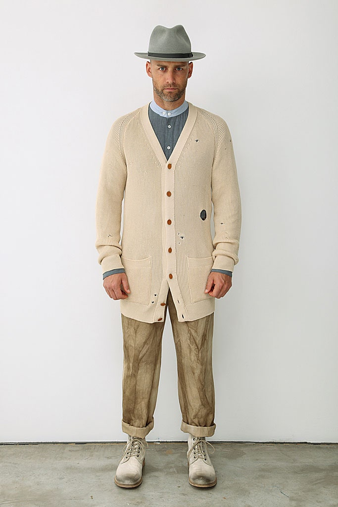 beige cotton long-sleeve v-neck relaxed buttoned cardigan