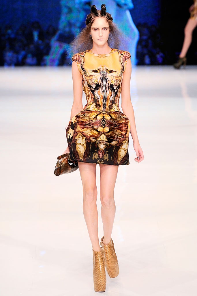 fitted black and gold printed dress