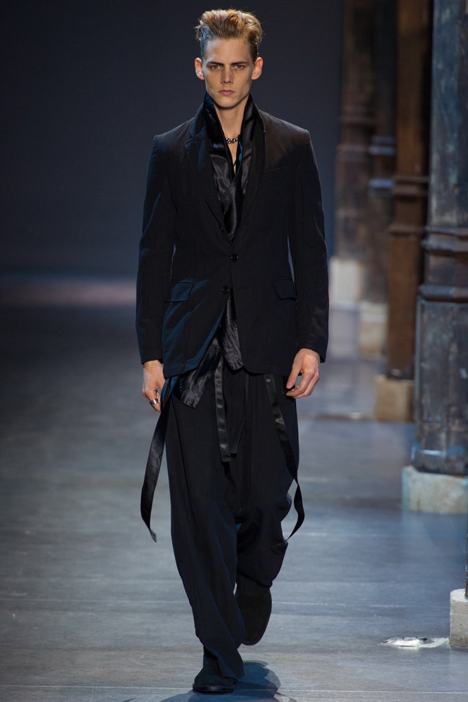 black silk fitted suit