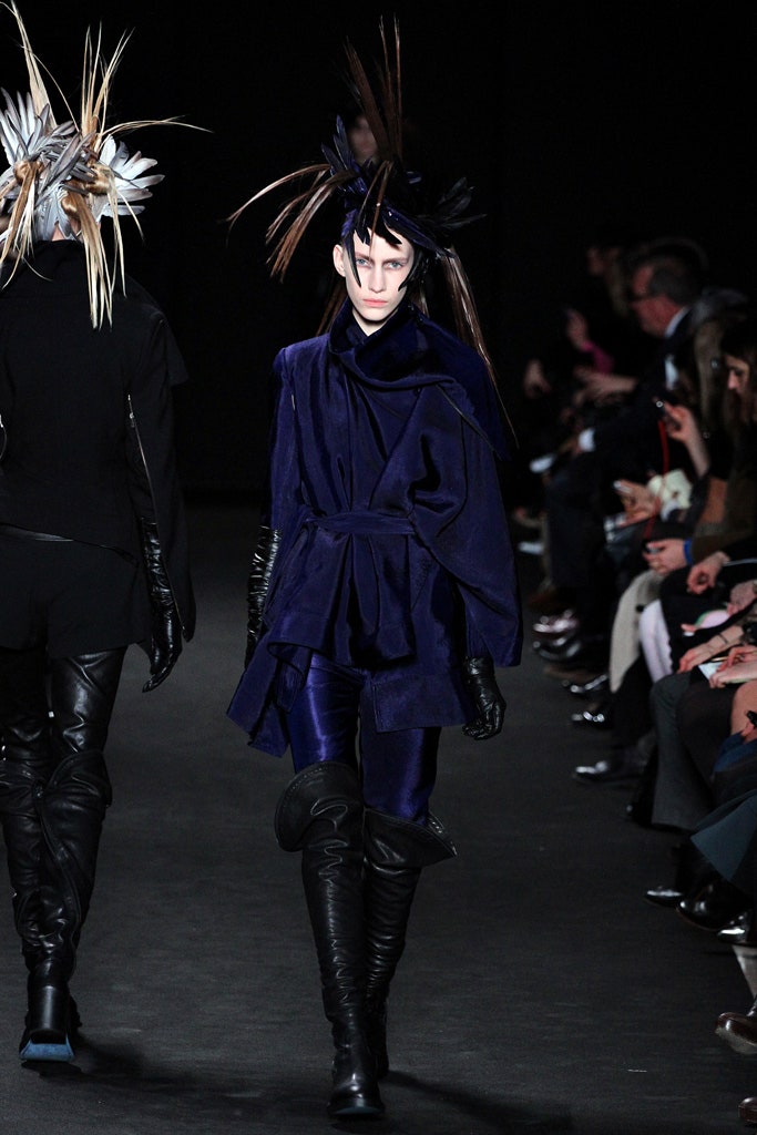 blue velvet cape with fitted pants