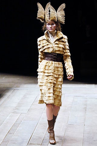beige ruffled coat with hat