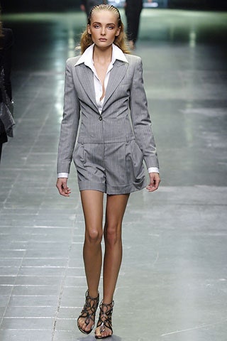 gray striped fitted suit