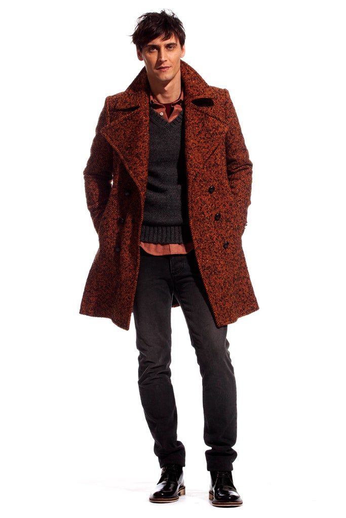 orange wool tailored coat