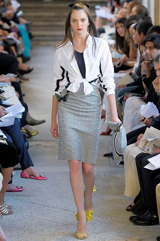 gray cotton fitted pencil midi skirt