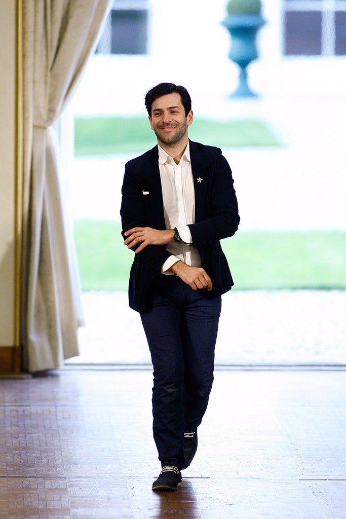 black blazer white shirt navy pants