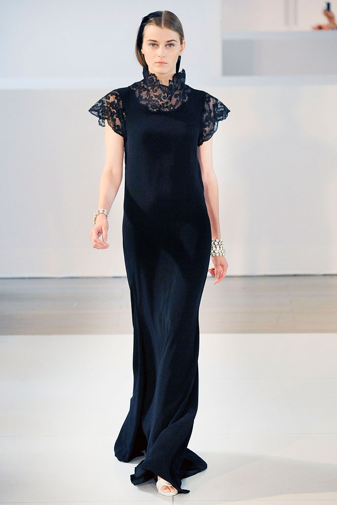 black silk high-neck gown