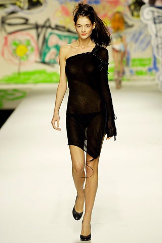 black sheer asymmetric dress
