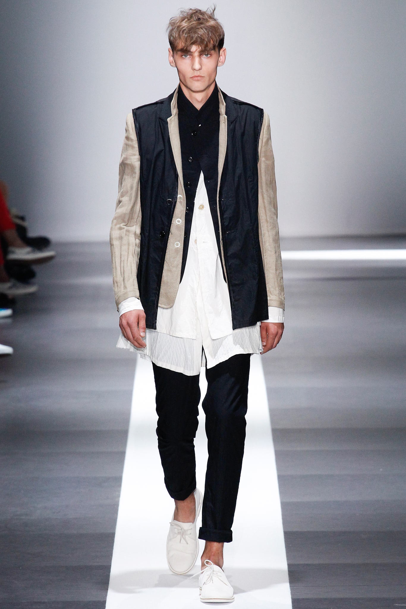 black and beige tailored jacket