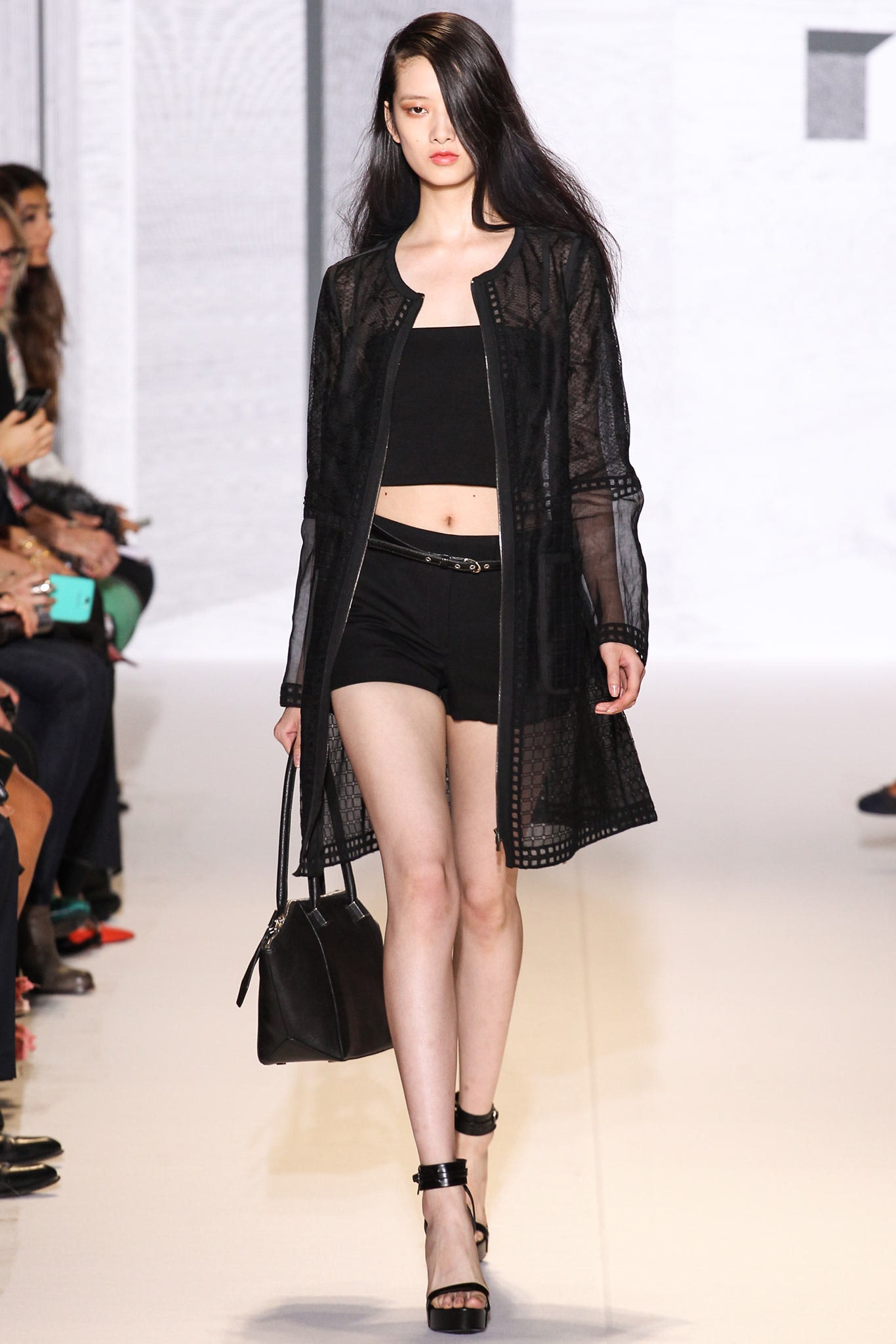 black mesh coat with fitted top