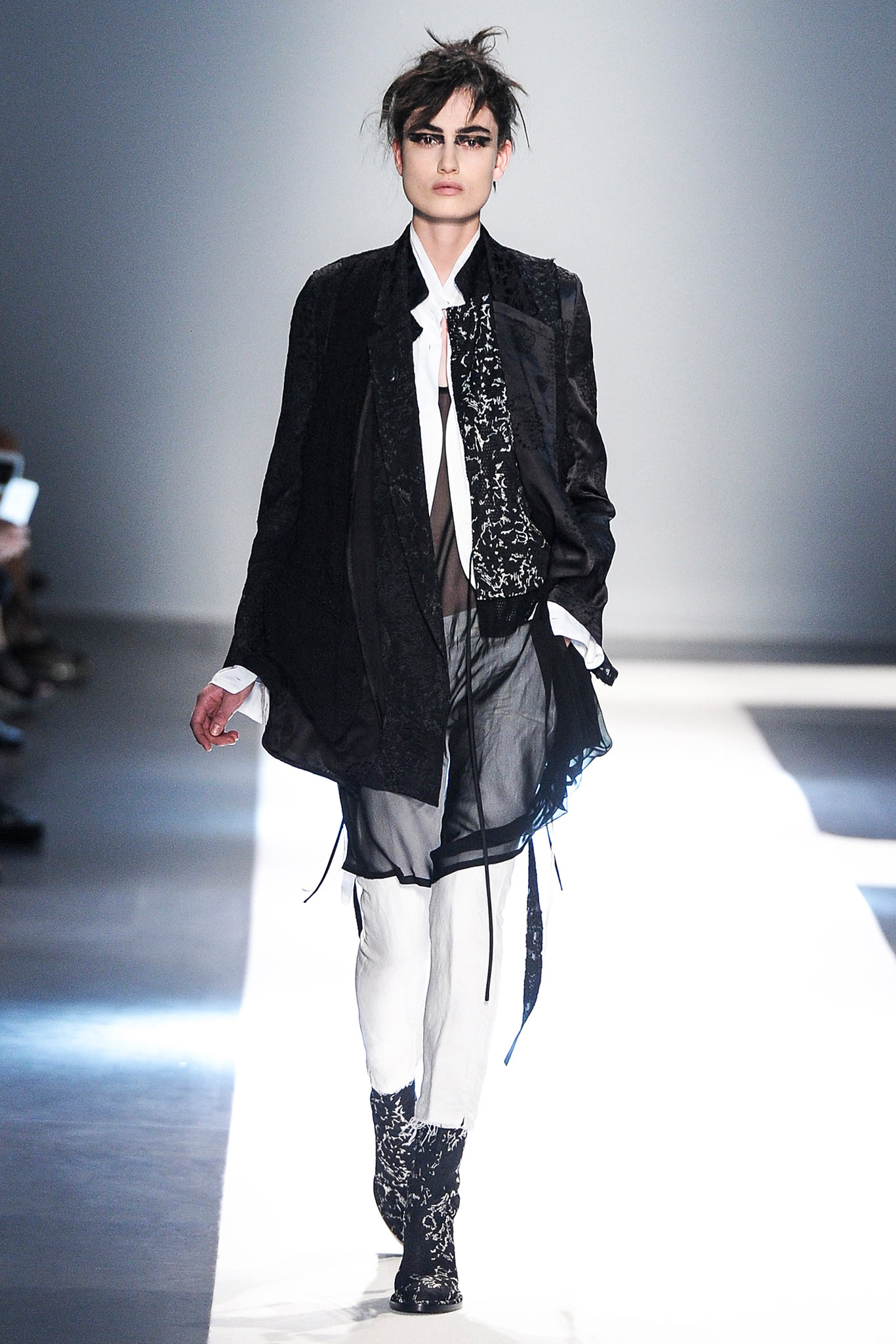 black silk jacket with white shirt