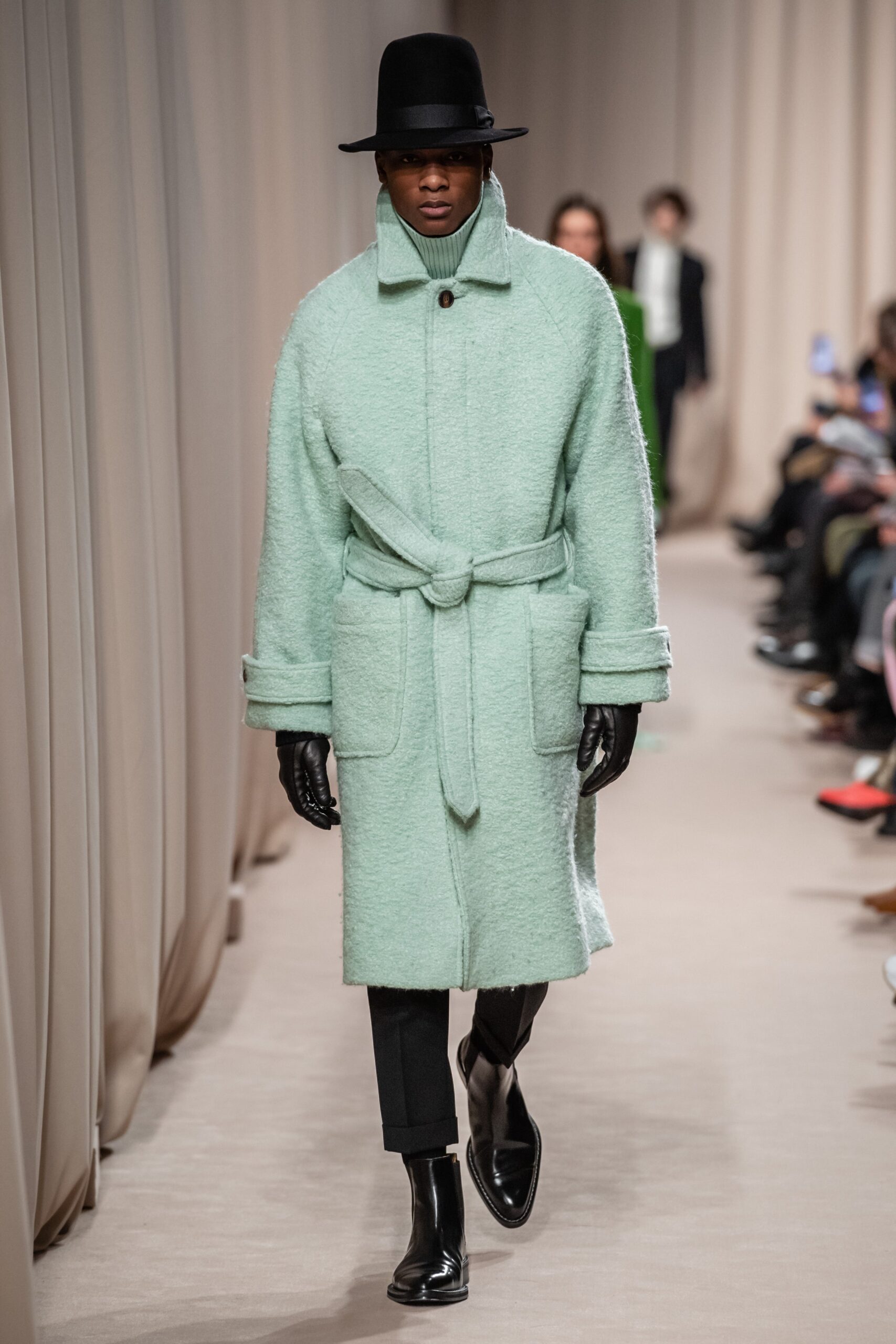 green wool relaxed coat