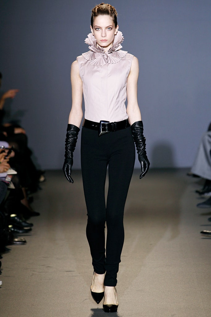 fitted pink top with ruffles