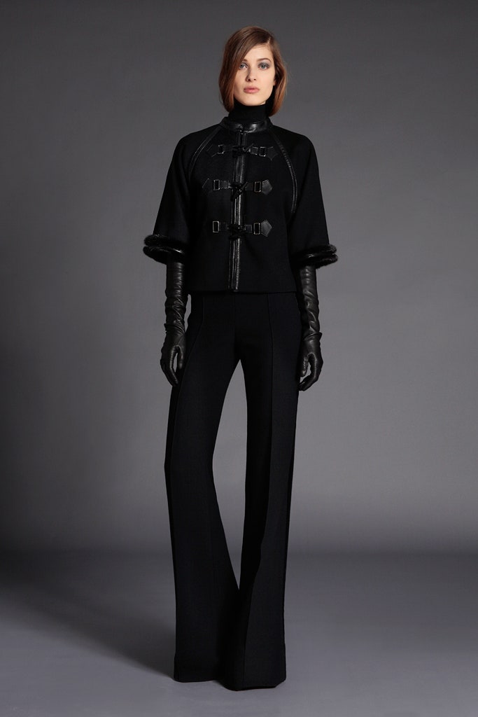black wool tailored flared pants