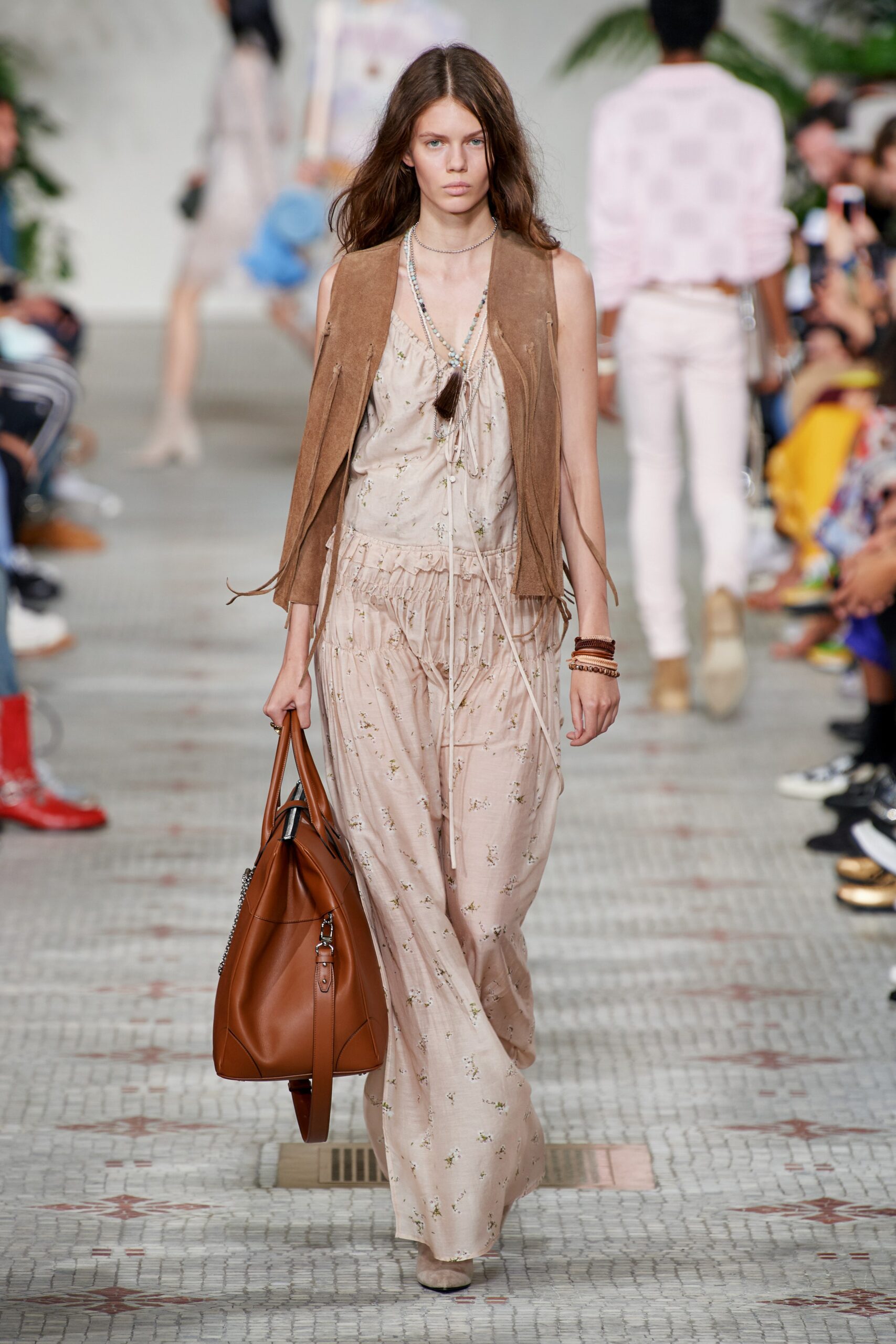 brown suede fitted fringed vest