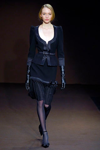 black silk long-sleeve v-neck fitted structured buttoned blazer