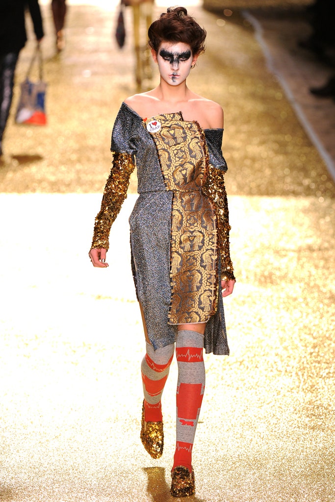 gold and gray asymmetric dress