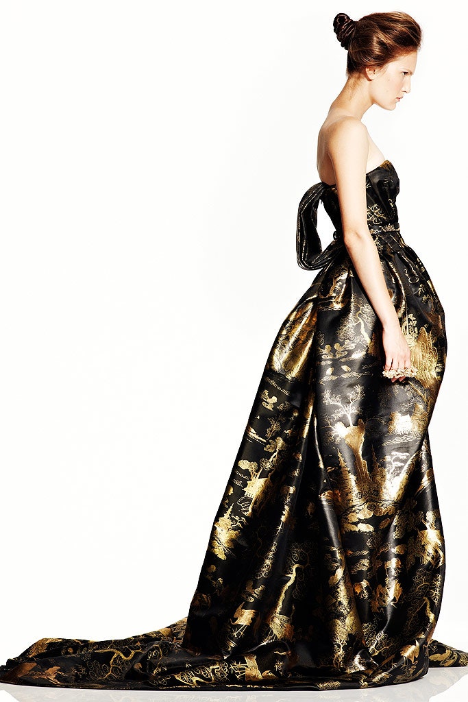 black and gold embellished gown