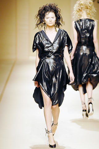black silk fitted asymmetric dress