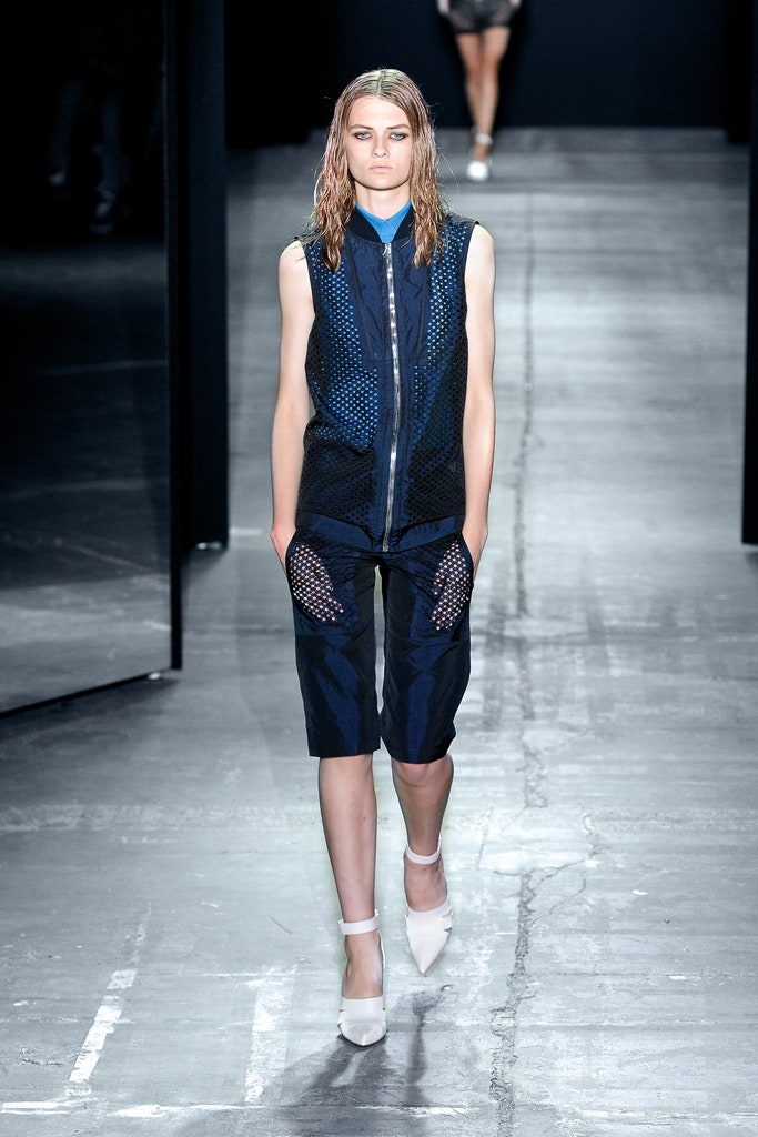 blue fitted sleeveless jumpsuit