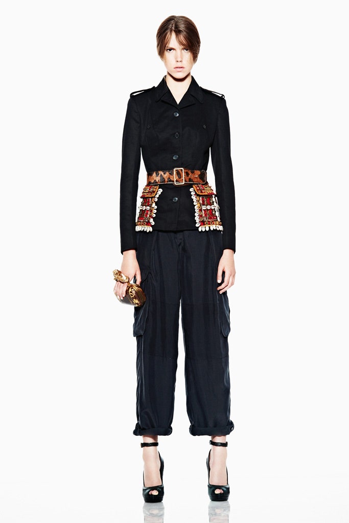 black tailored jacket with cargo pants