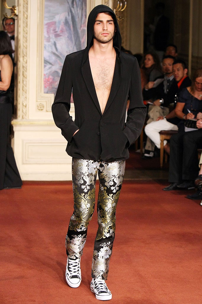 gold silk slim flared pants