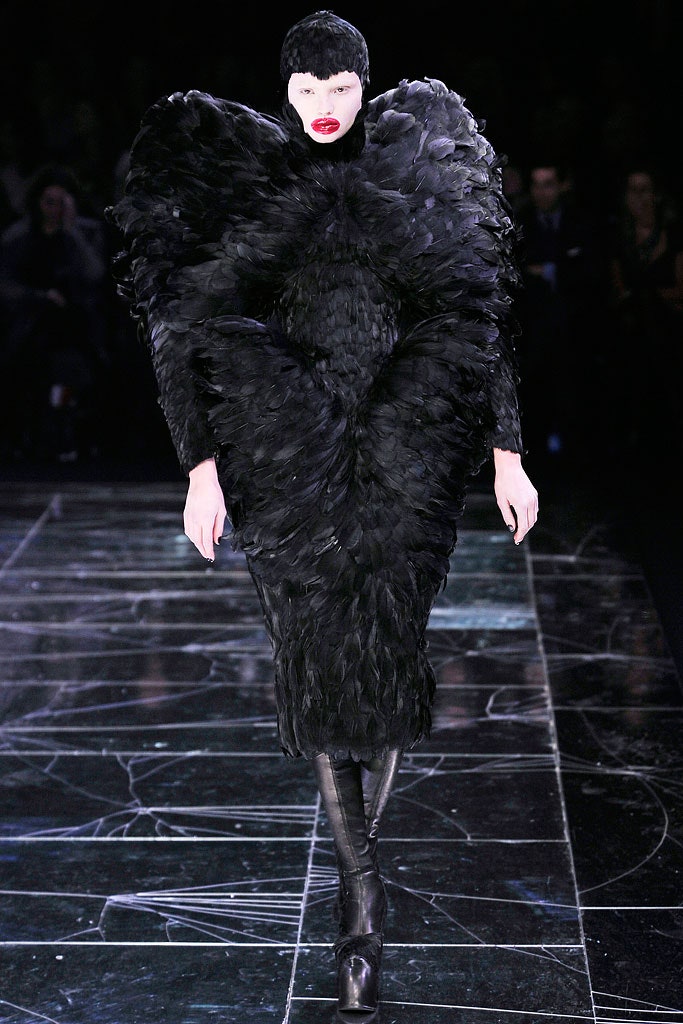 black feathered fitted dress