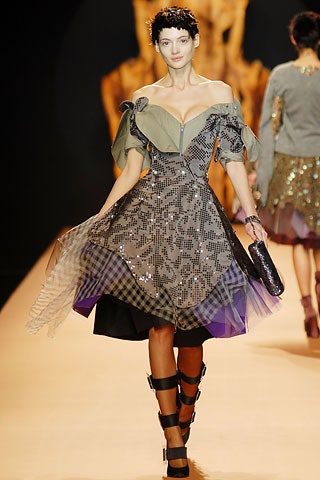 gray off-shoulder pleated dress
