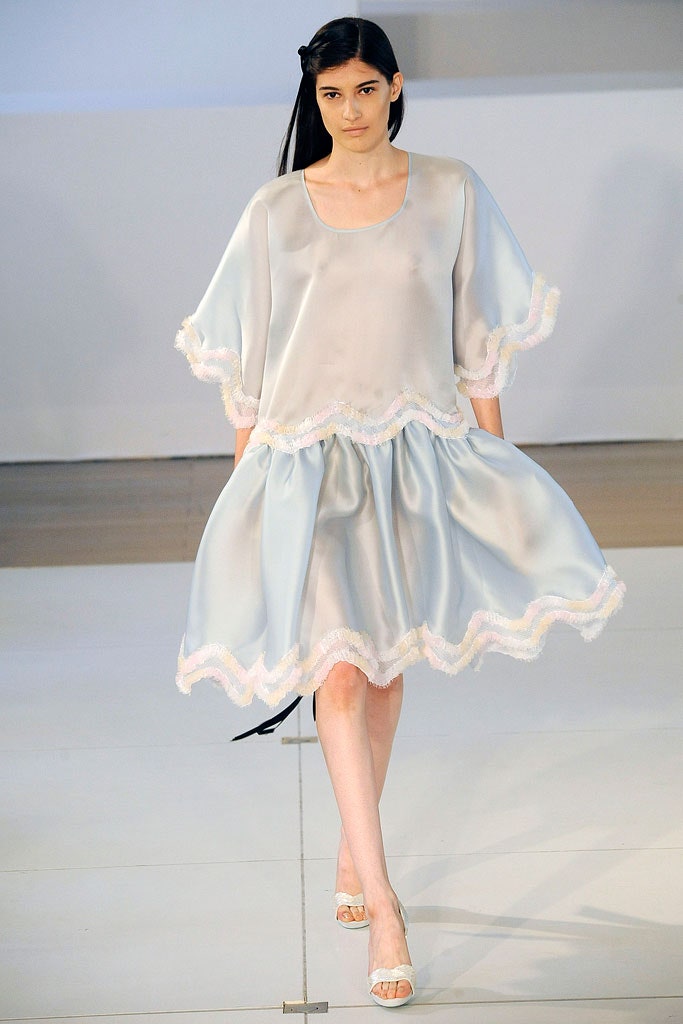 blue silk tiered mini dress