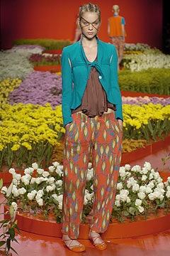 orange cotton relaxed printed pants