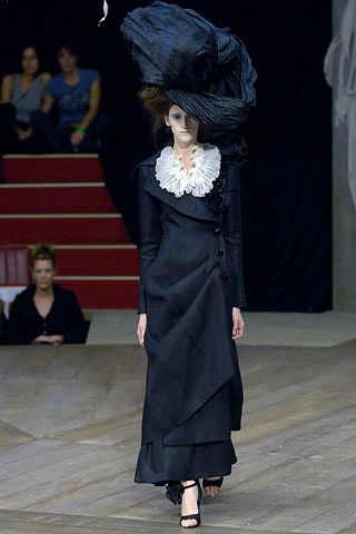 black silk long-sleeve collared fitted draped maxi dress