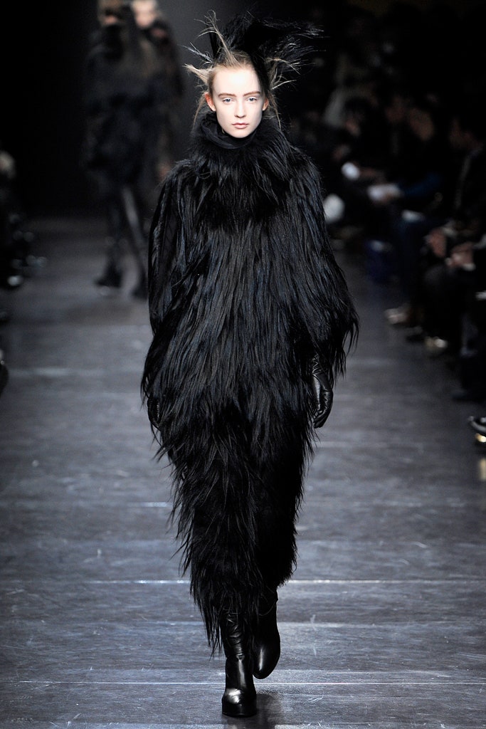 black fur relaxed maxi dress