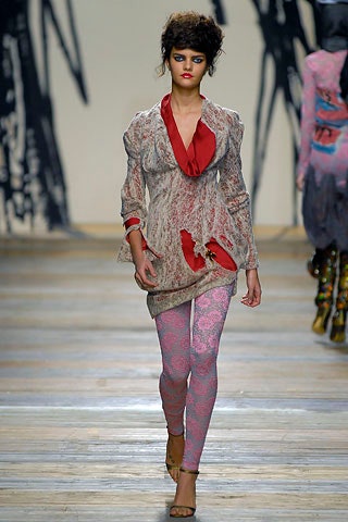 beige silk top with printed leggings