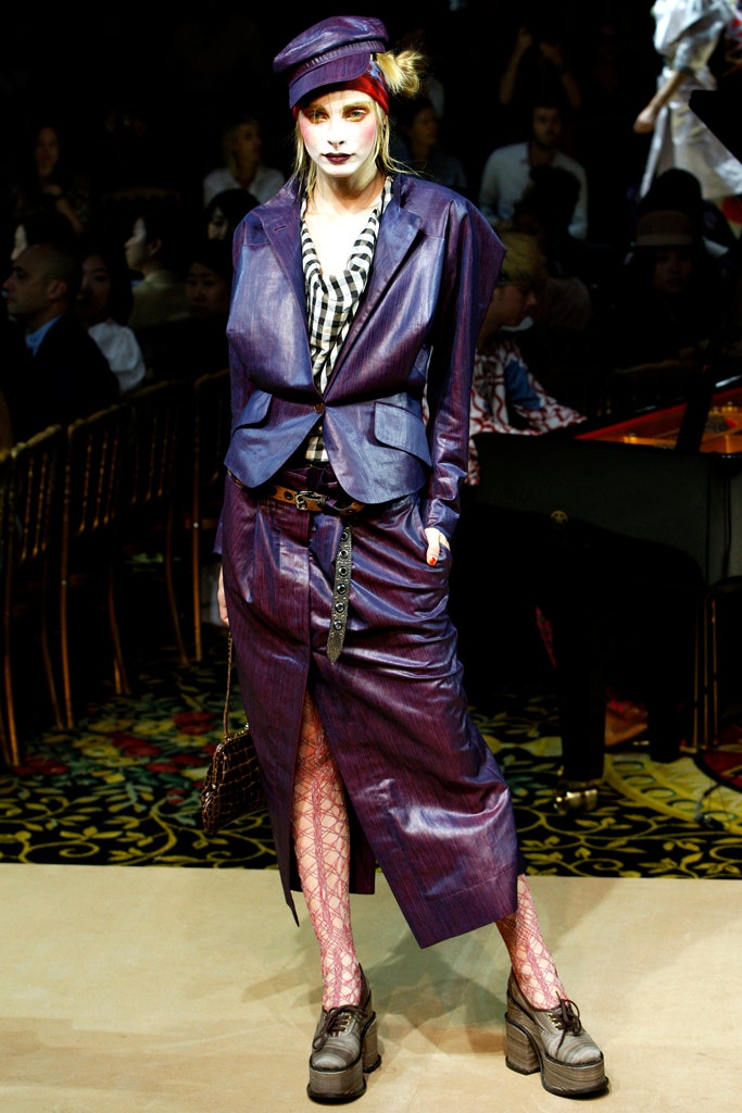 purple vinyl coat and skirt