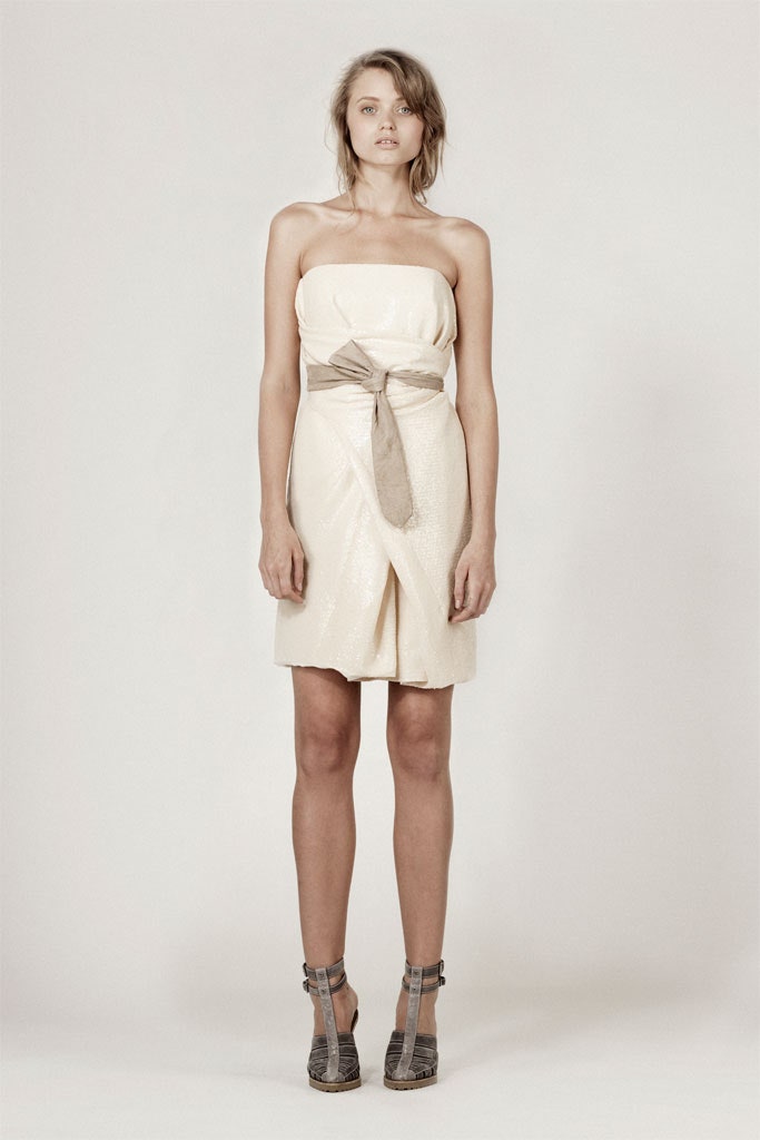 ivory silk strapless dress