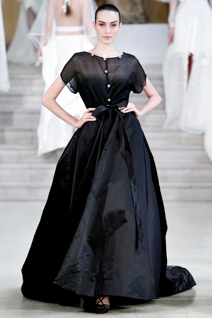 black silk short-sleeve gown