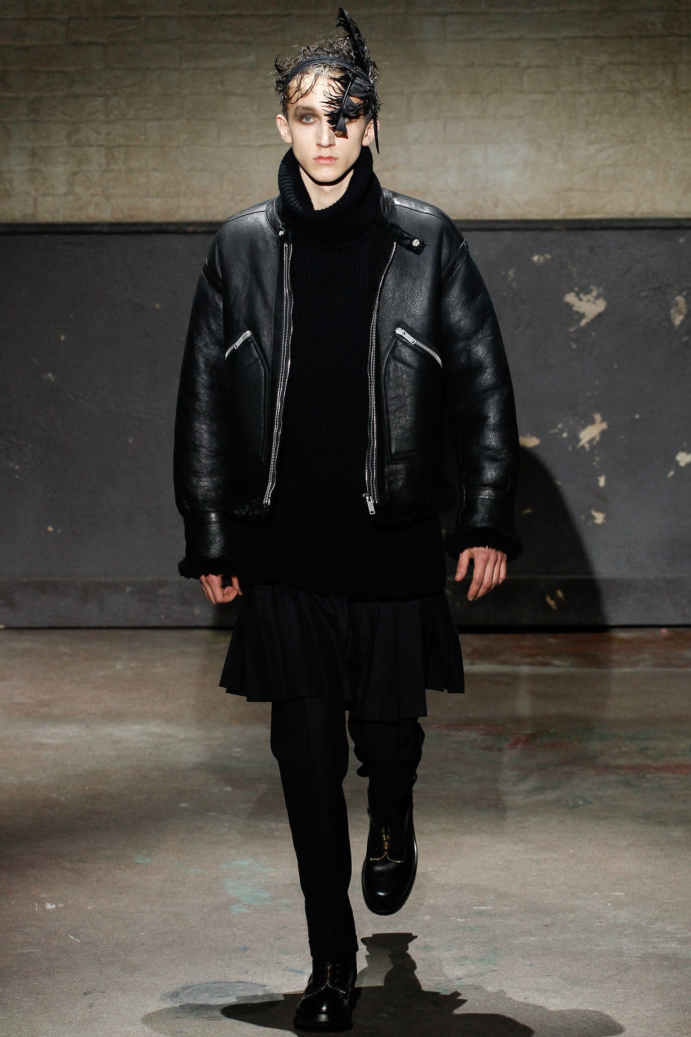 black oversized leather jacket