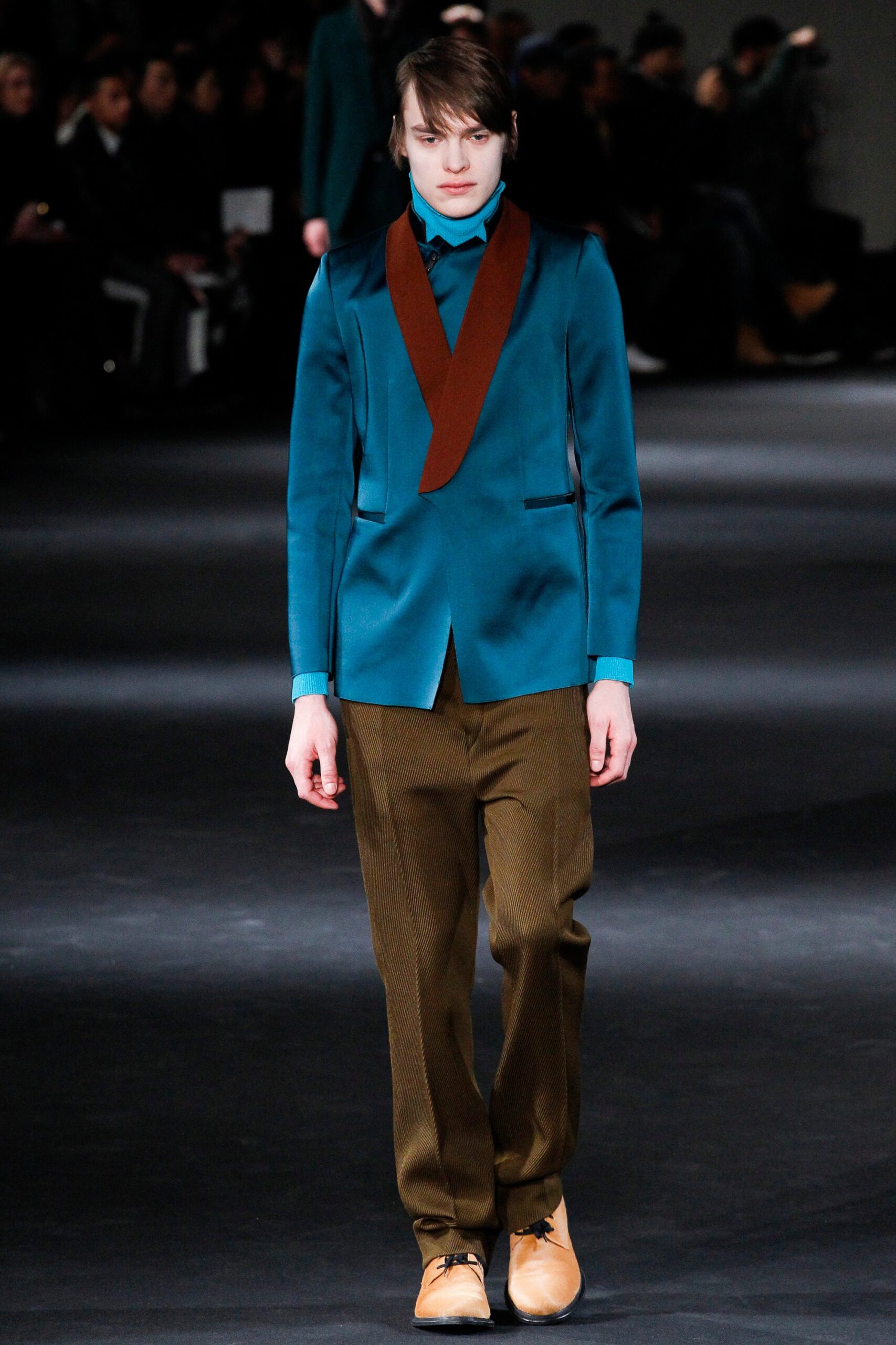 teal silk tailored blazer
