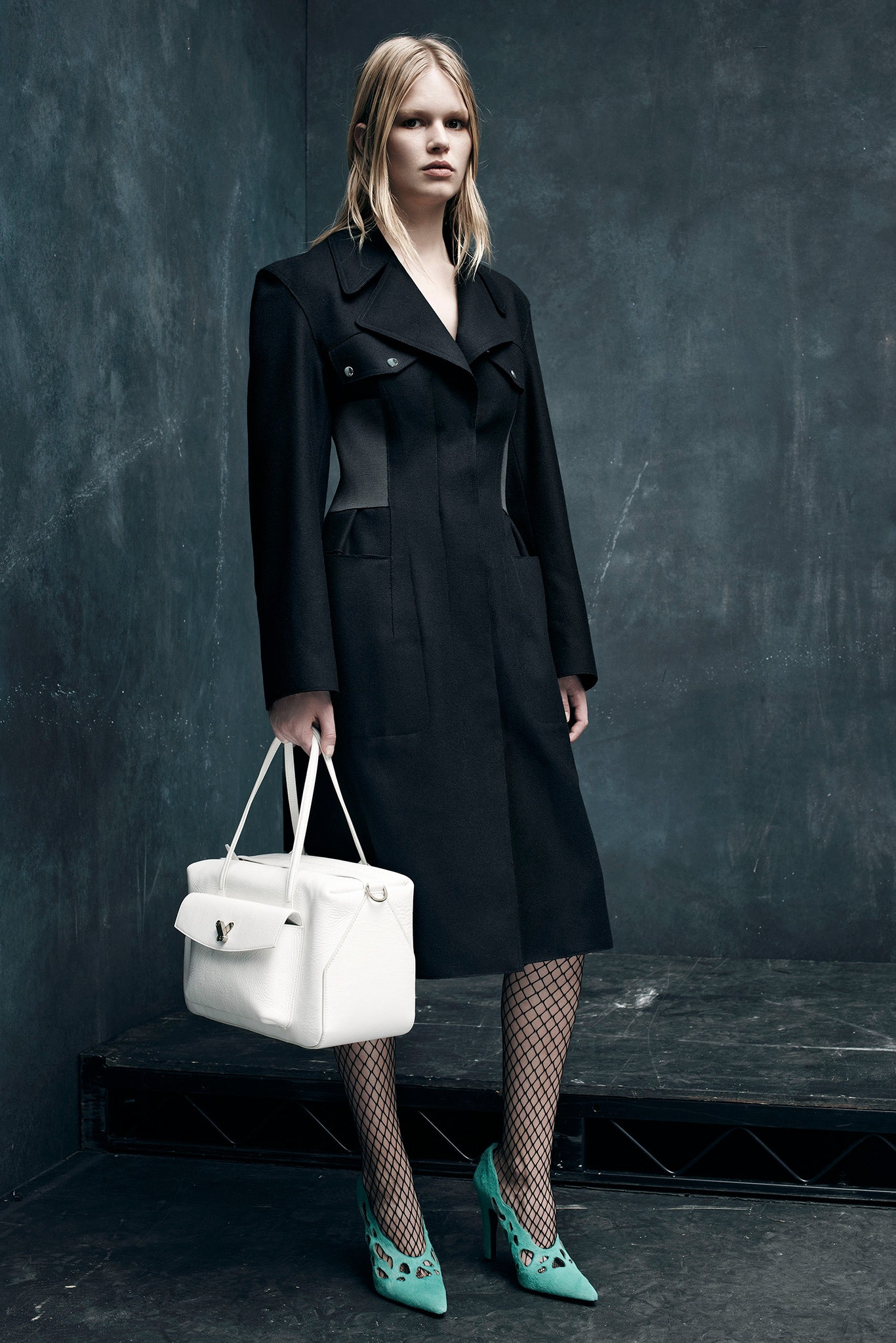 black wool structured coat