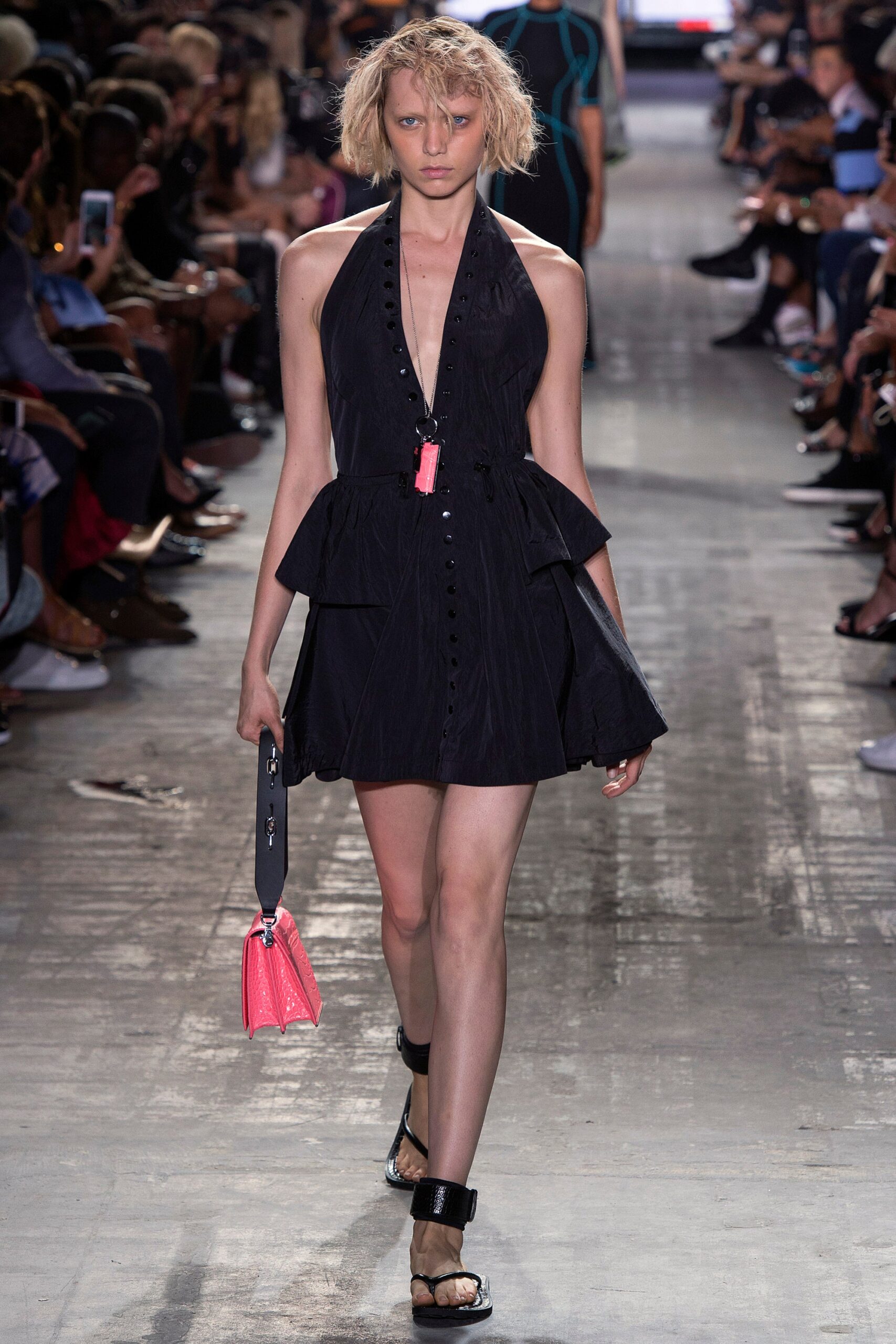 black fitted sleeveless dress