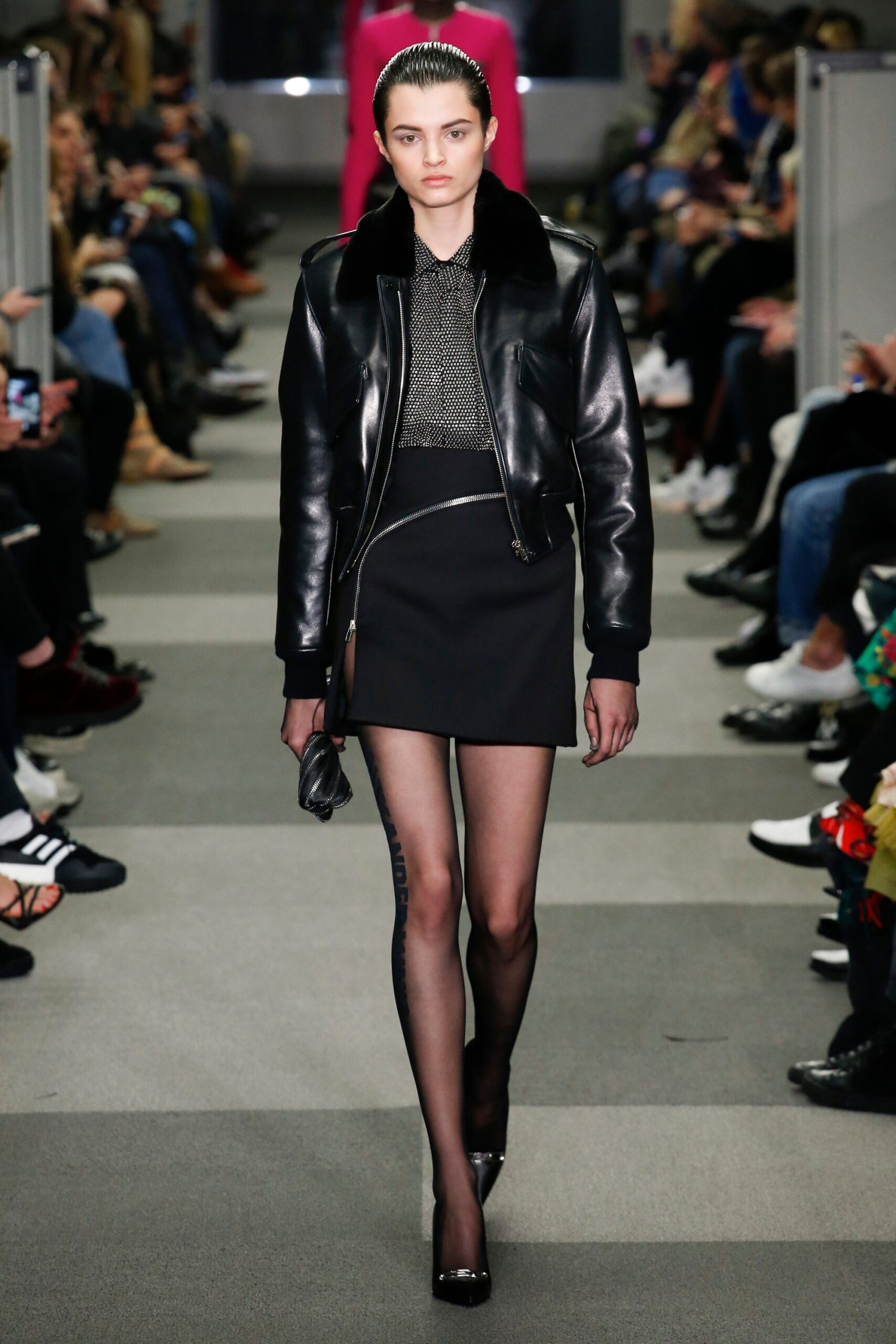 black leather fitted jacket