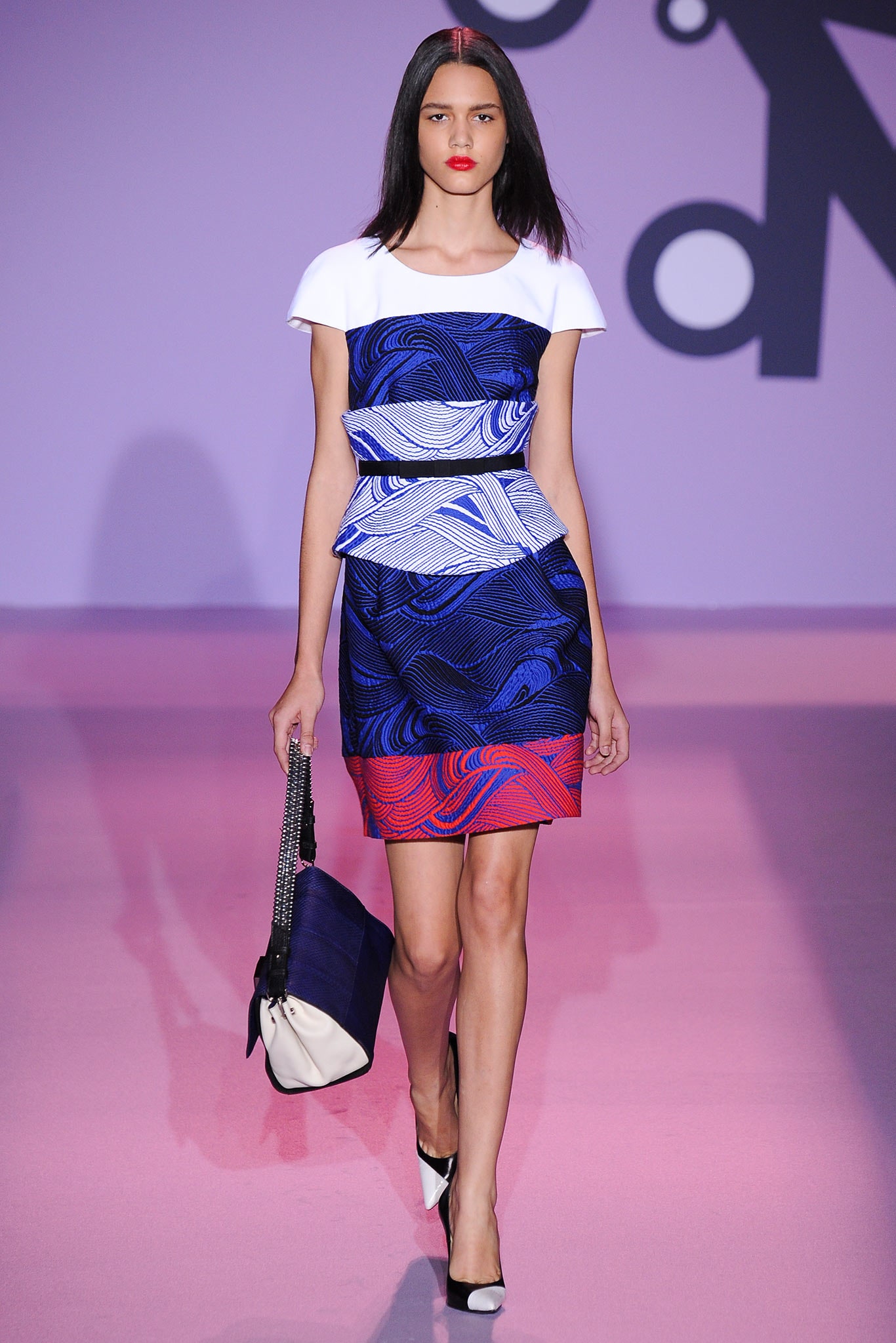 blue and white pleated mini dress