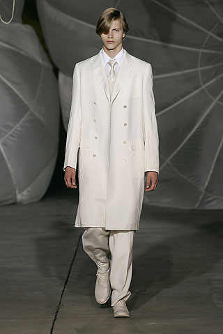 white cotton long-sleeve double-breasted tailored buttoned coat
