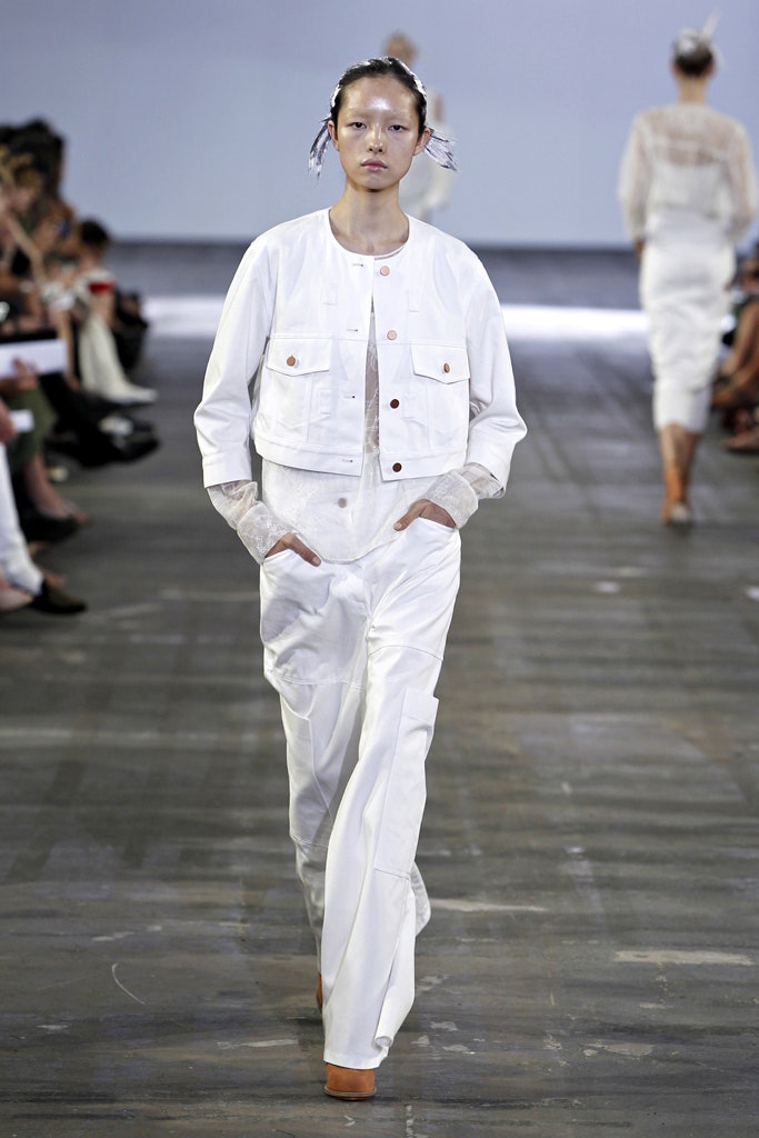 white relaxed cotton jacket and pants