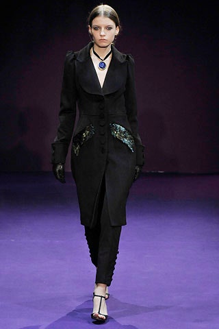 black fitted coat and pants