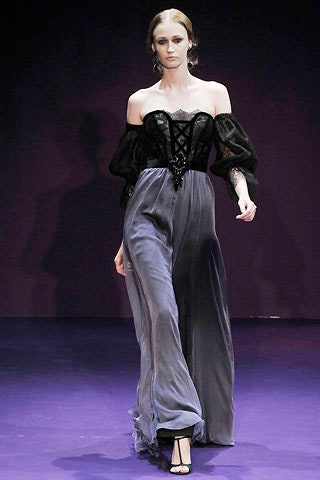 black and gray off-shoulder gown