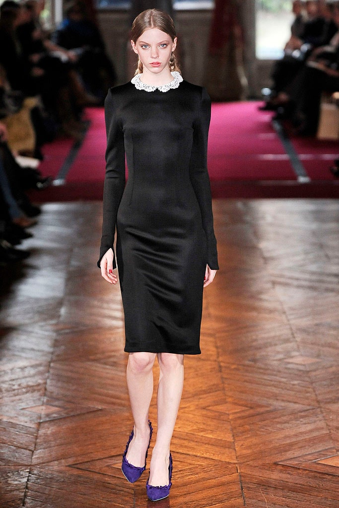 fitted black silk midi dress